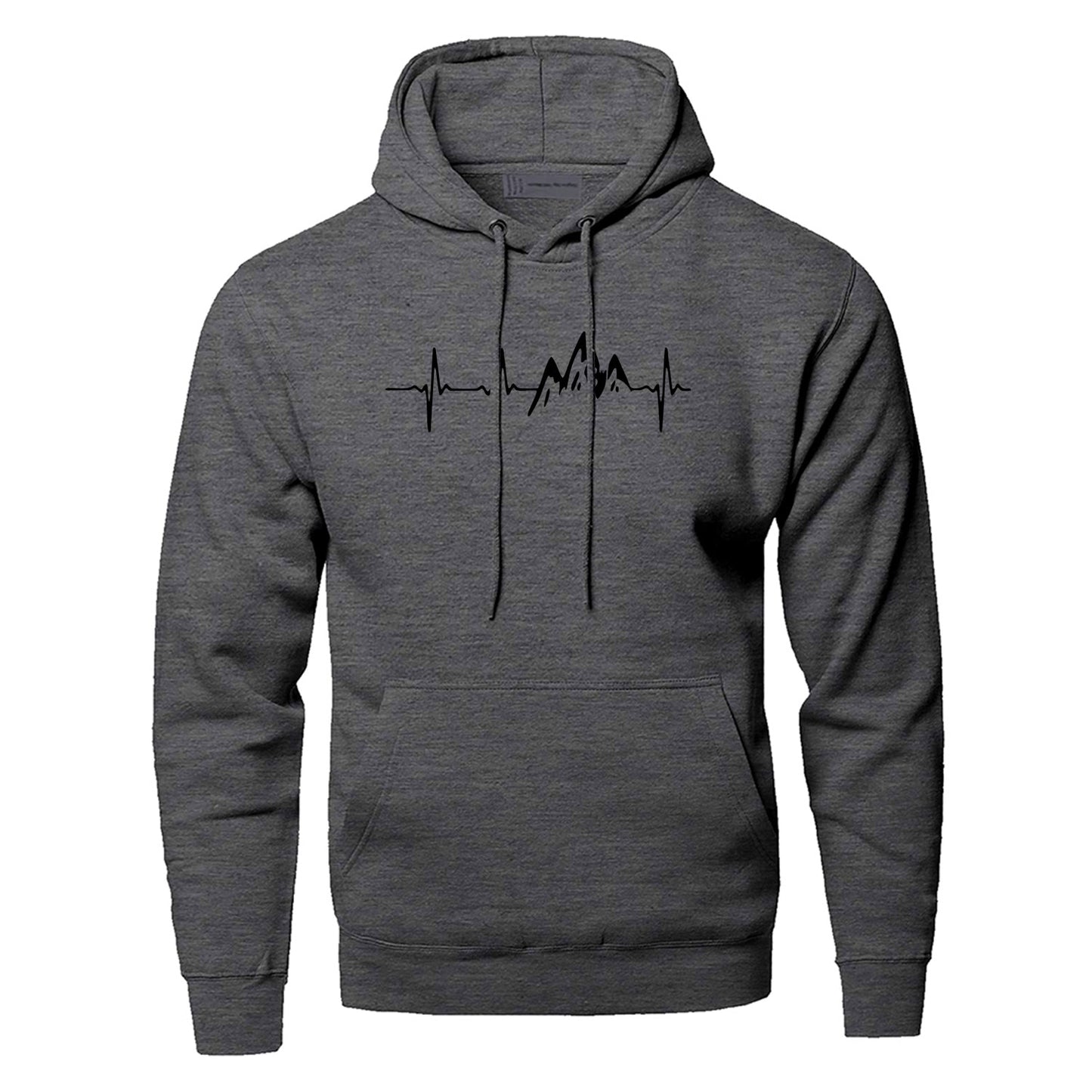 Mountain Heartbeat Hoodies Sweatshirt Men Sound Ray Diagram Hooded Sweatshirt Hoodie Winter Autumn Print Black Gray Sportswear