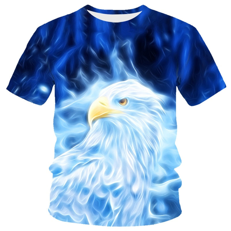 Fashion Summer Eagle And Flame Phoenix Animal 3d Printed T Shirt For Men's T Shirt O'neck Short Sleeve Oversized T-shirt Top Hot