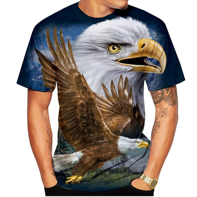 Fashion Summer Eagle And Flame Phoenix Animal 3d Printed T Shirt For Men's T Shirt O'neck Short Sleeve Oversized T-shirt Top Hot