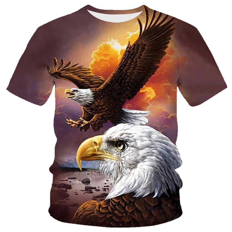 Fashion Summer Eagle And Flame Phoenix Animal 3d Printed T Shirt For Men's T Shirt O'neck Short Sleeve Oversized T-shirt Top Hot