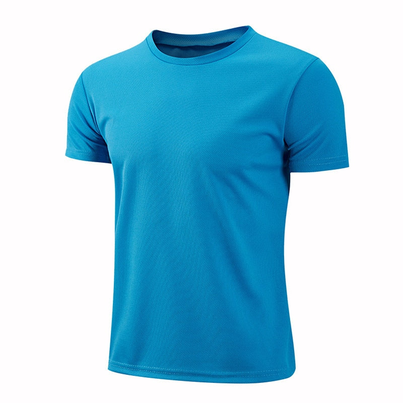 Quick-drying Round Neck Sport T-shirt Gym Jerseys Fitness Shirt Trainer Running T-shirt Men Breathable Sportswear Class Service