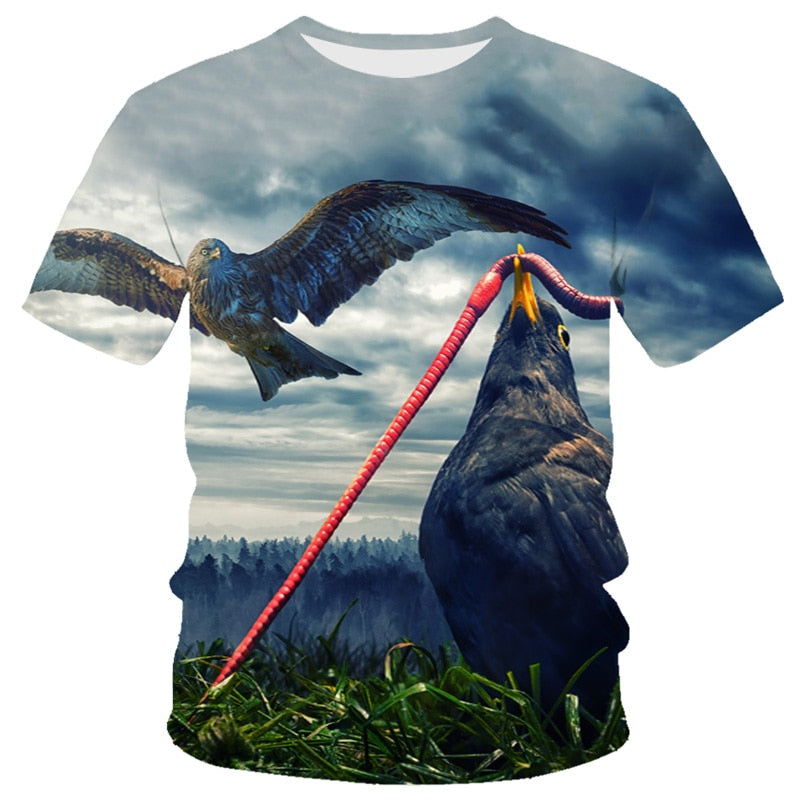 Fashion Summer Eagle And Flame Phoenix Animal 3d Printed T Shirt For Men's T Shirt O'neck Short Sleeve Oversized T-shirt Top Hot