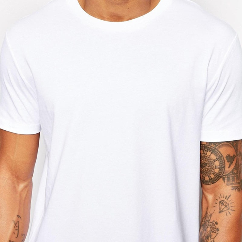 2022 Brand Men's Cotton Clothing White Long T Shirt Hip Hop Men T-Shirt Extra Long Length Man Tops Tee Long Line Tshirt For Male