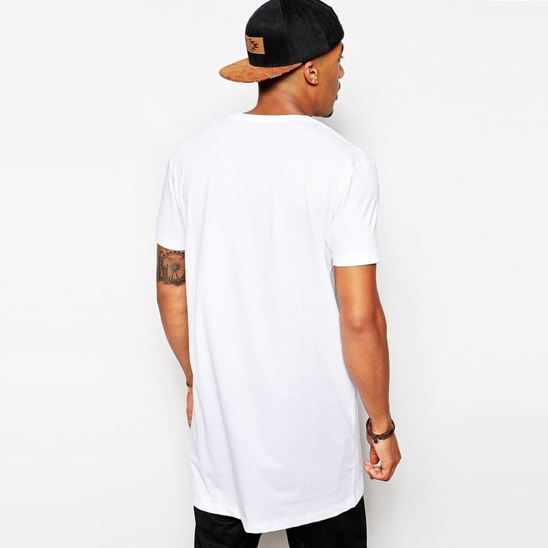 2022 Brand Men's Cotton Clothing White Long T Shirt Hip Hop Men T-Shirt Extra Long Length Man Tops Tee Long Line Tshirt For Male