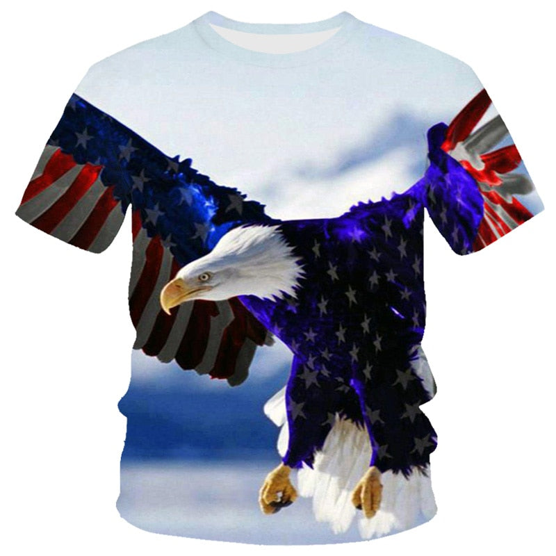 Fashion Summer Eagle And Flame Phoenix Animal 3d Printed T Shirt For Men's T Shirt O'neck Short Sleeve Oversized T-shirt Top Hot