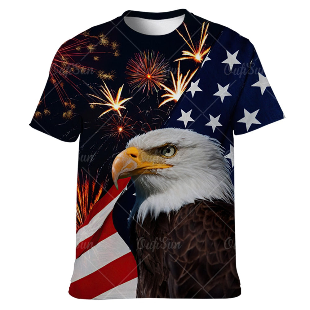 Fashion Summer Eagle And Flame Phoenix Animal 3d Printed T Shirt For Men's T Shirt O'neck Short Sleeve Oversized T-shirt Top Hot